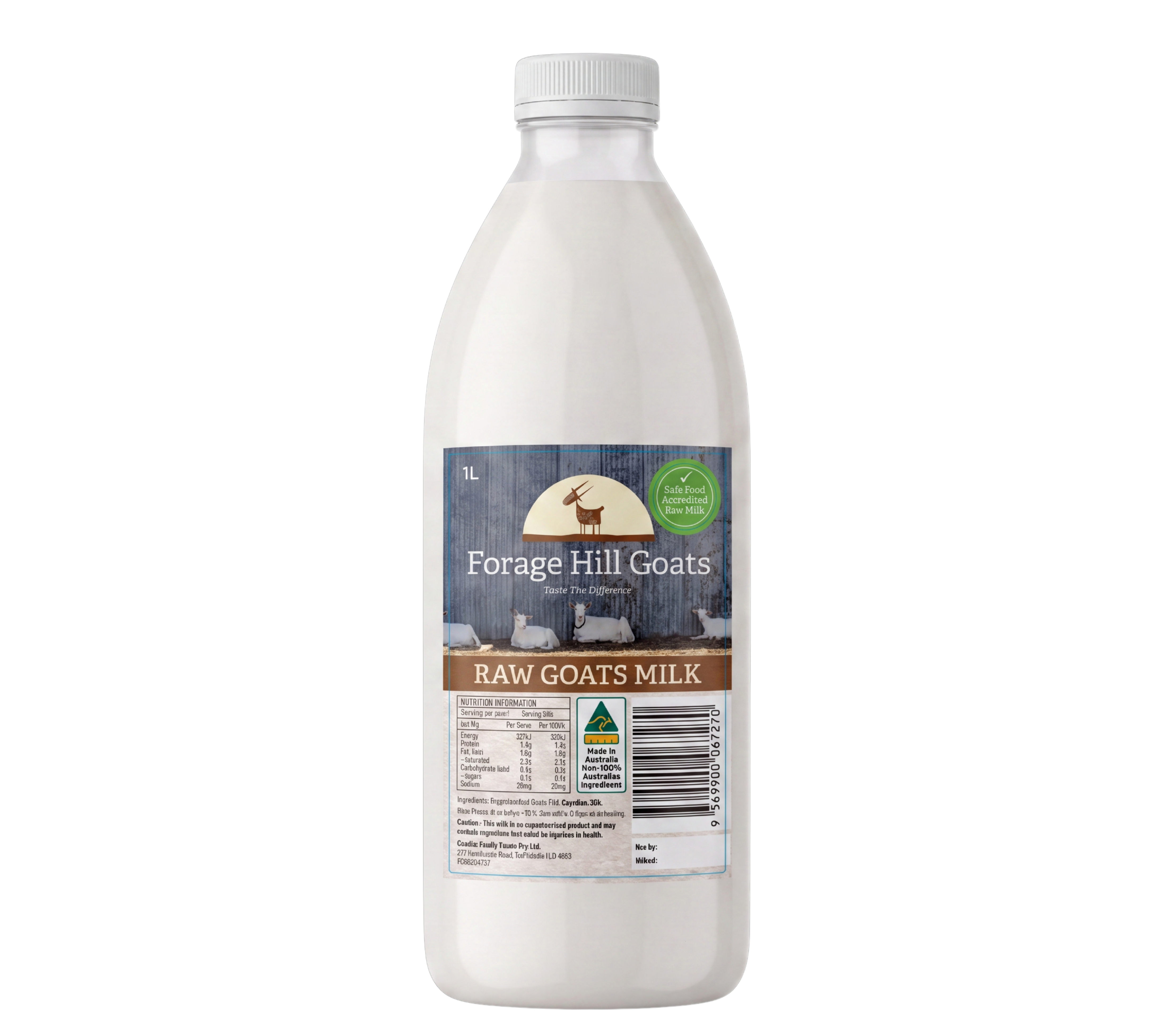 Forage Hill Goats Raw Goat Milk 1L bottle
